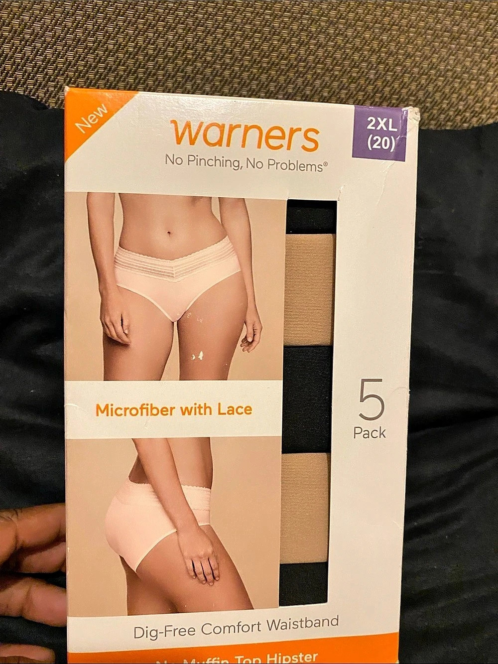 Warners 5-Pack Hipster Beige & Black 2XL NWT (C1)